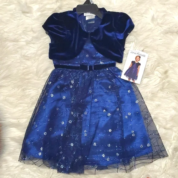 $NWT: GIRLS JONA MICHELLE HOLIDAY DRESS WITH CAPE